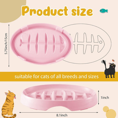 Cat Slow Feeder Bowl Slow Feed Cat Dish Fishbone Cat Slow Feeder Small Interactive Dog Feeder Dish Anti Gulping Pet Bowl For Cat And Dog Slow Eating To Against Bloat