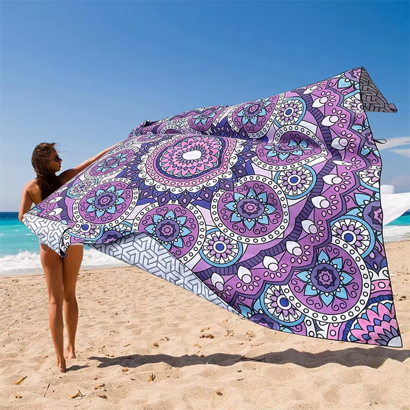 Wholesale Microfiber Beach Towel Blanket Extra Large Sand Proof Quick Dry Beach Blanket for Beach Travel Pool Camping Towel